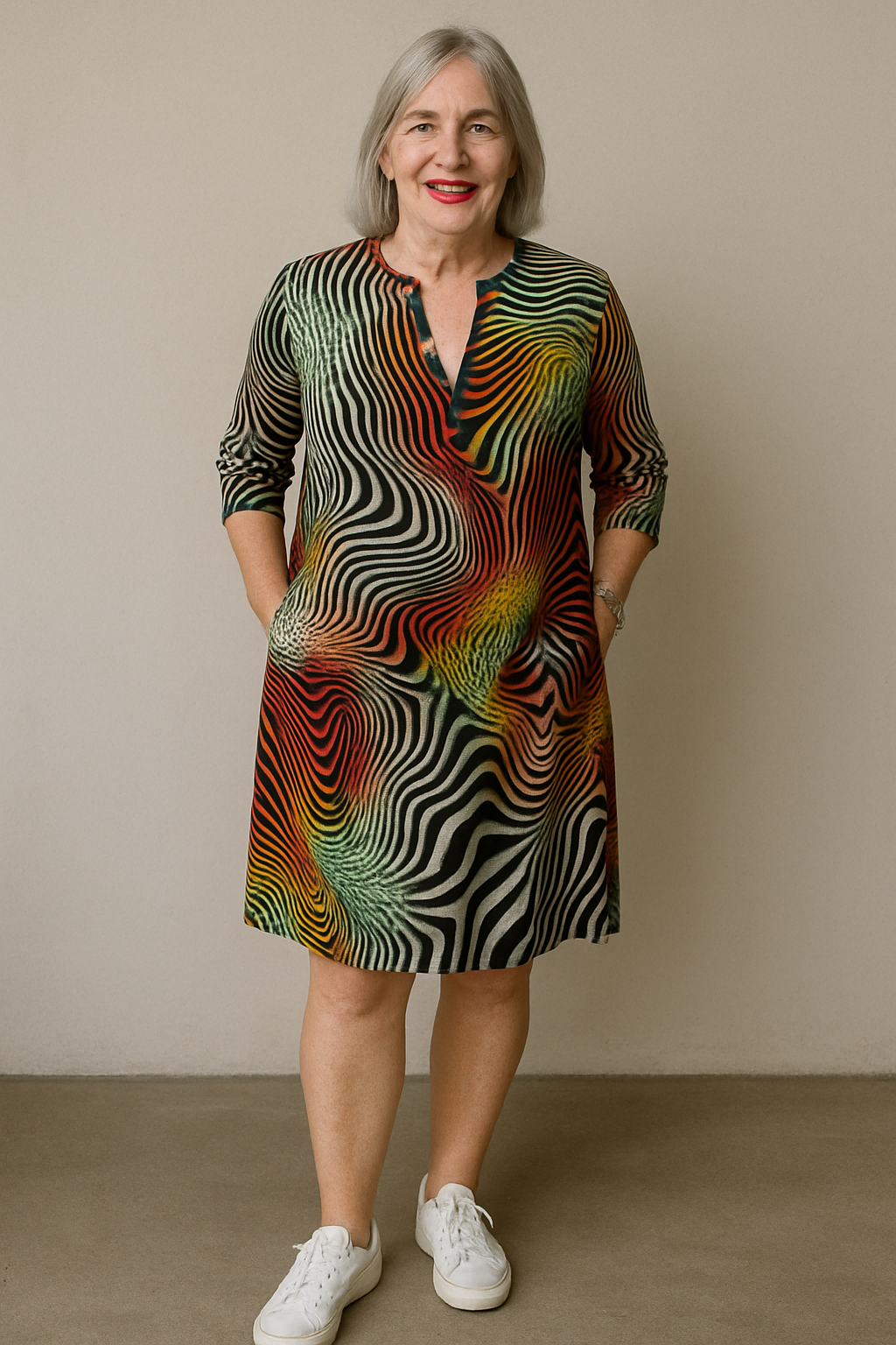 Helene™ | Colourful V-Neck Dress