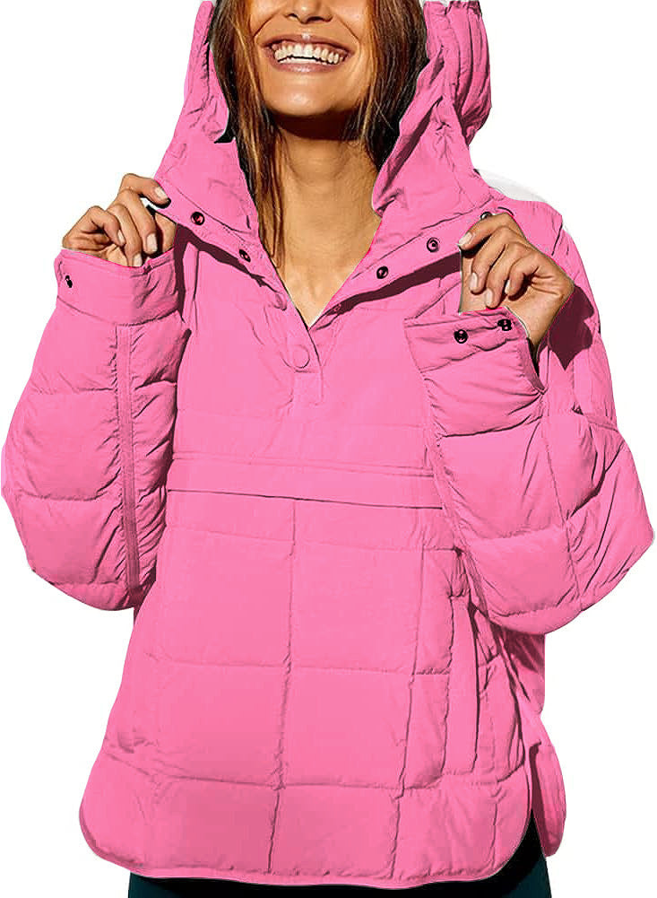 Warm, Loose Winter Jacket with Hoodie for Women