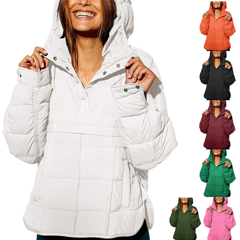 Warm, Loose Winter Jacket with Hoodie for Women