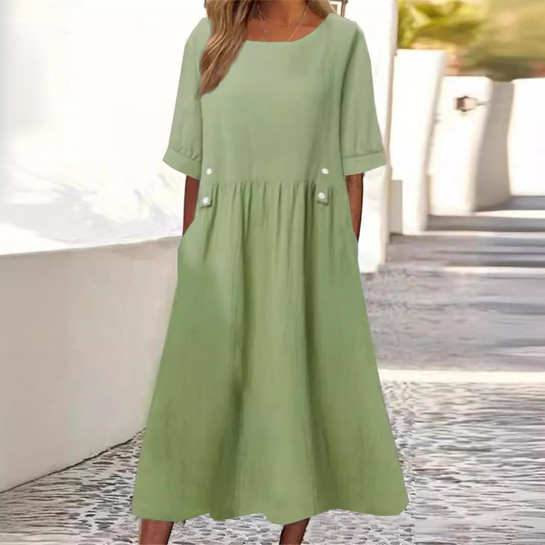 Amelina - chic cotton-linen dress