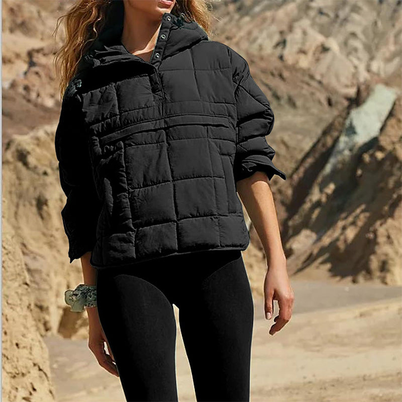 Warm, Loose Winter Jacket with Hoodie for Women