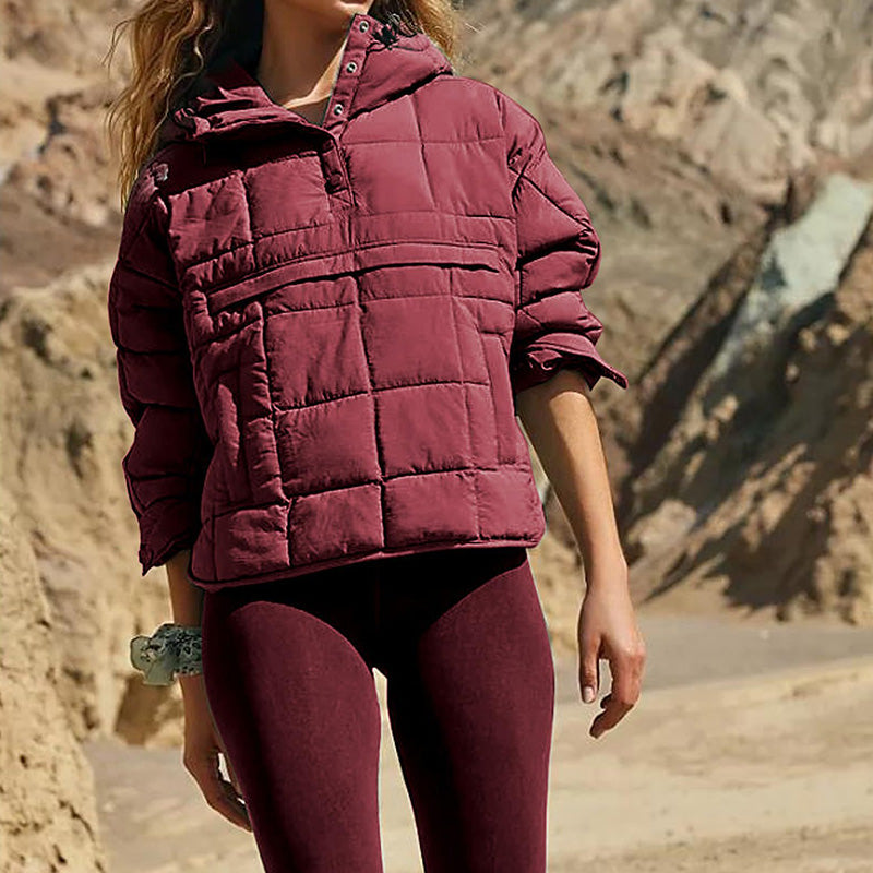 Warm, Loose Winter Jacket with Hoodie for Women