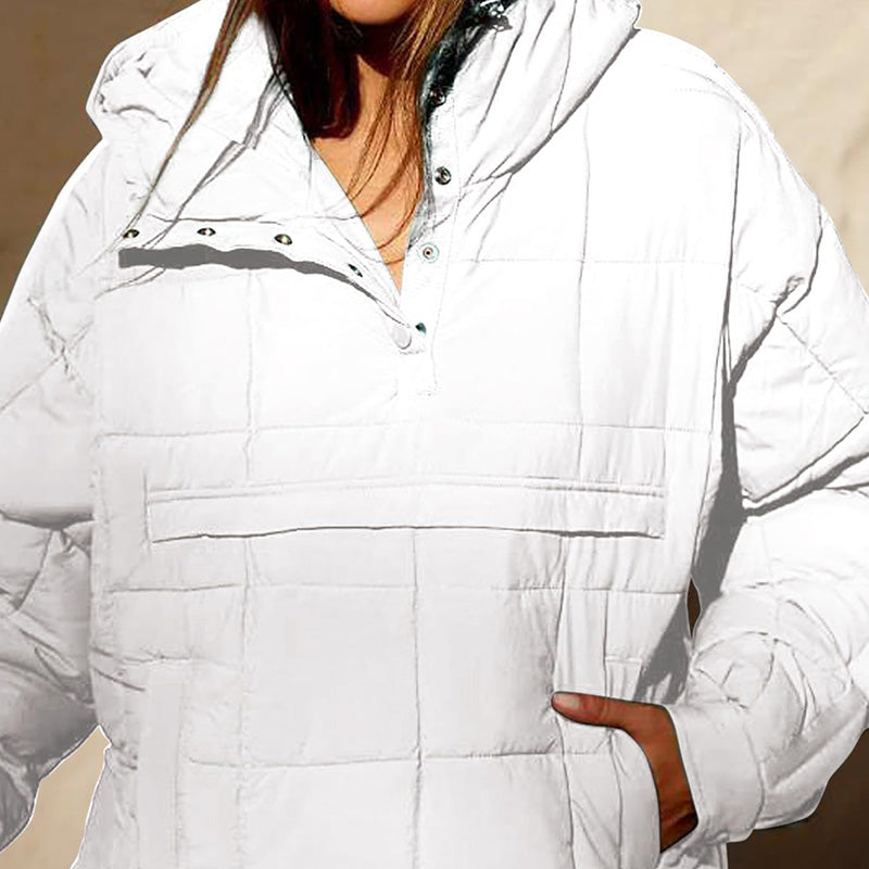 Warm, Loose Winter Jacket with Hoodie for Women