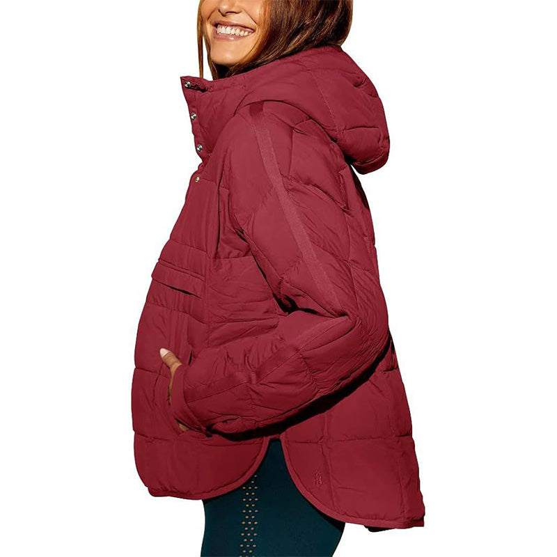 Warm, Loose Winter Jacket with Hoodie for Women
