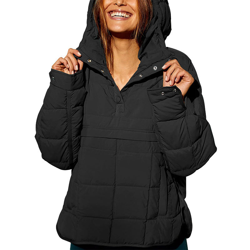 Warm, Loose Winter Jacket with Hoodie for Women