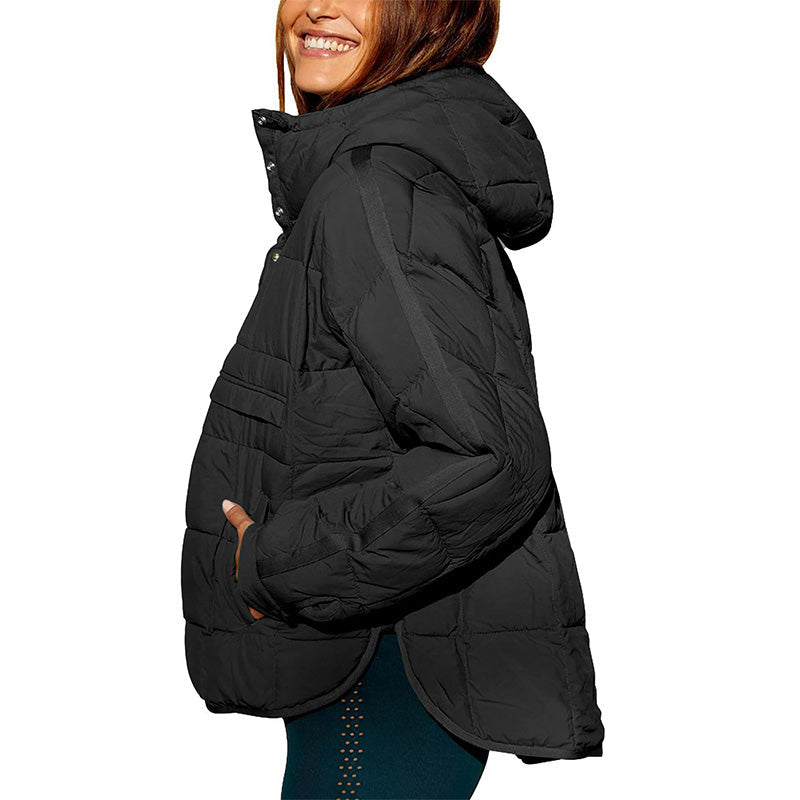 Warm, Loose Winter Jacket with Hoodie for Women