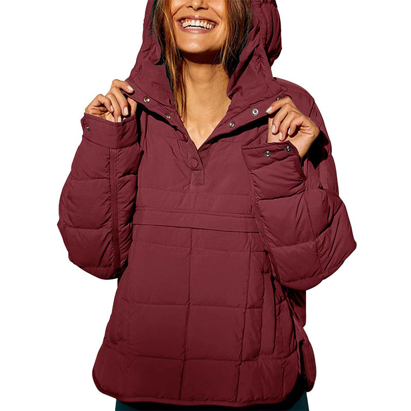 Warm, Loose Winter Jacket with Hoodie for Women