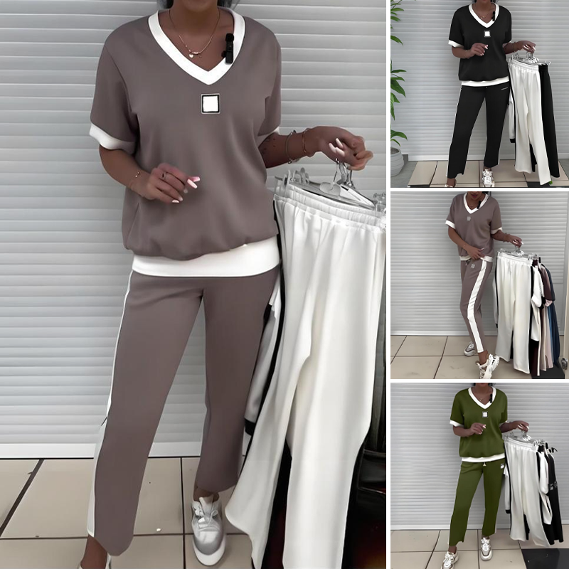⏳ Time-Limited Special 💕 V-Neck Top & Pants Set for Women