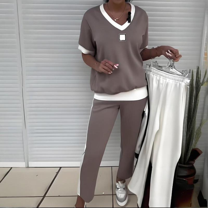 ⏳ Time-Limited Special 💕 V-Neck Top & Pants Set for Women
