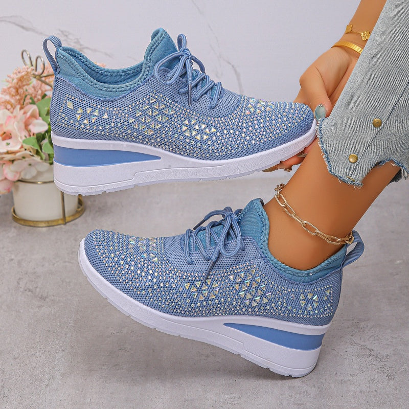 Casual Women’s Fashion, Breathable Correction Sneakers with Rhinestone Detail