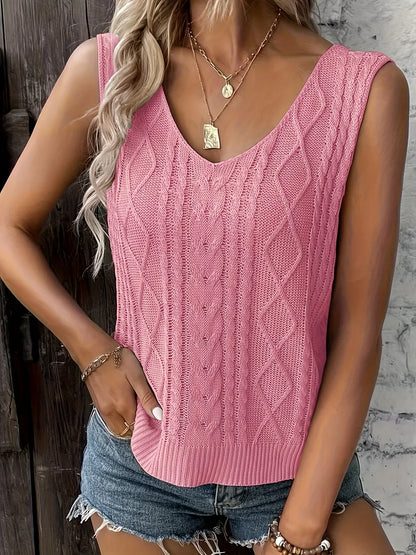 Juno - Casual Sleeveless Top With V Neck