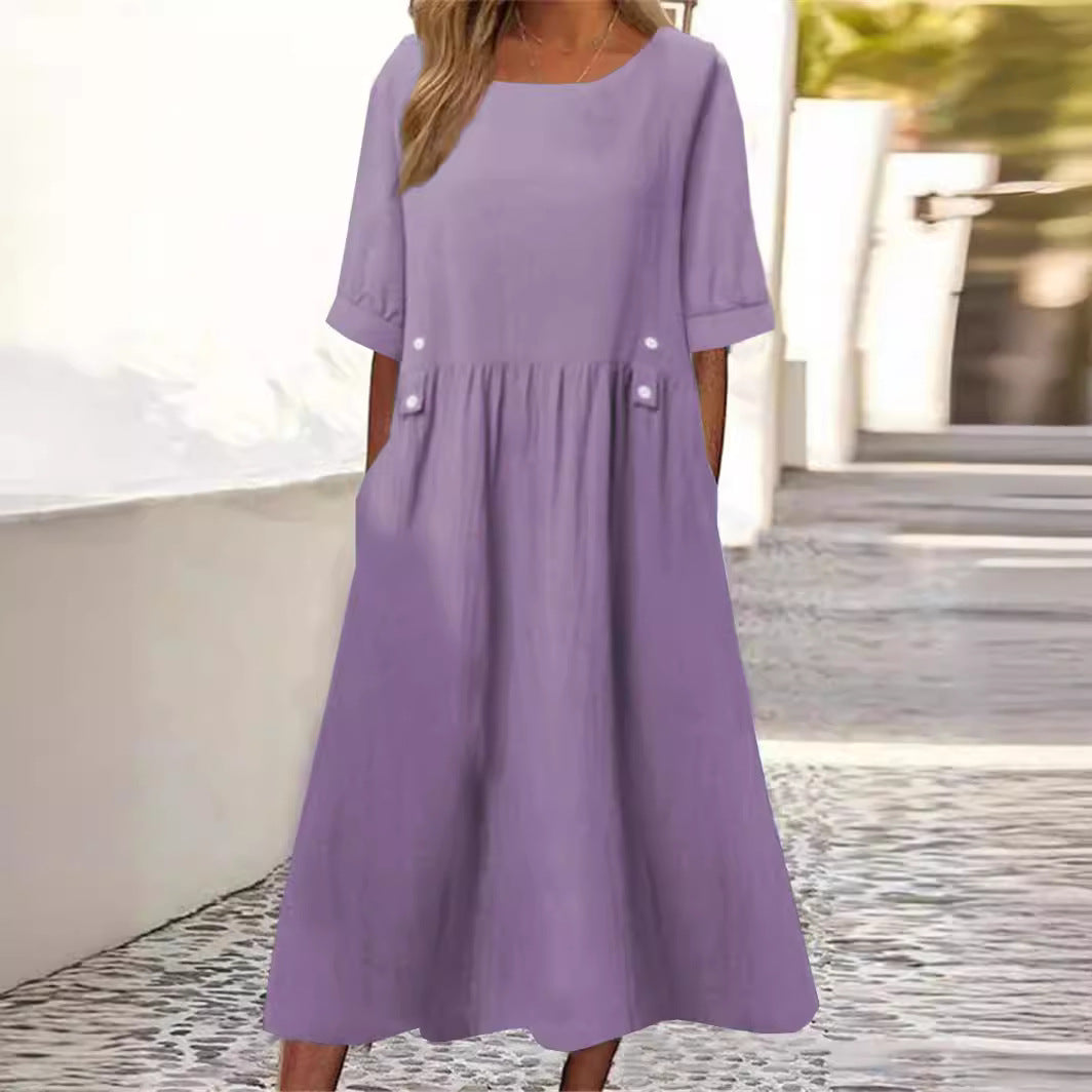 Amelina - chic cotton-linen dress