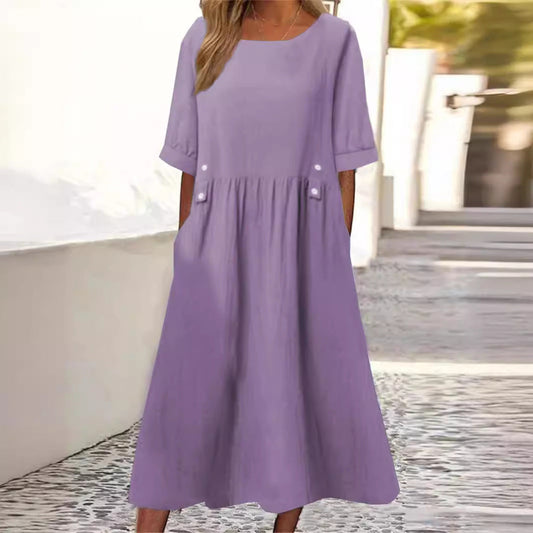 Amelina - chic cotton-linen dress