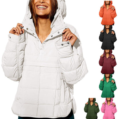 Warm, Loose Winter Jacket with Hoodie for Women