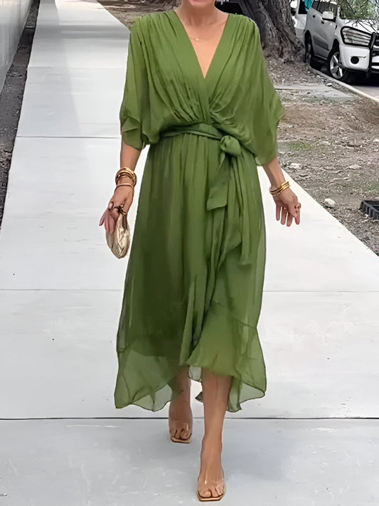 Monica™ | Chiffon Dress with V-Neck