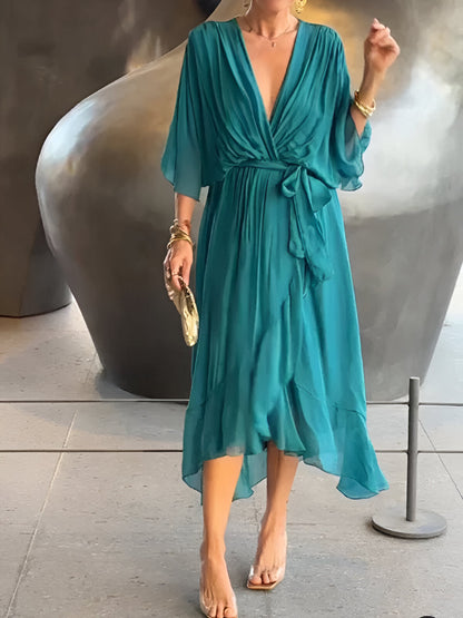 Monica™ | Chiffon Dress with V-Neck