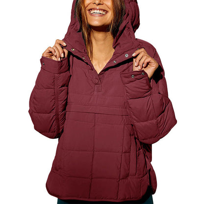 Warm, Loose Winter Jacket with Hoodie for Women