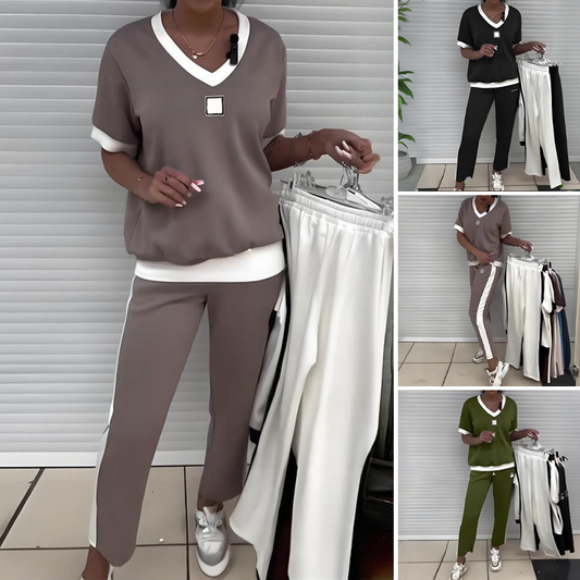⏳ Time-Limited Special 💕 V-Neck Top & Pants Set for Women